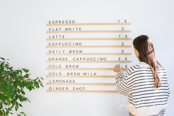Wood Moveable Letters Rail Menu Board