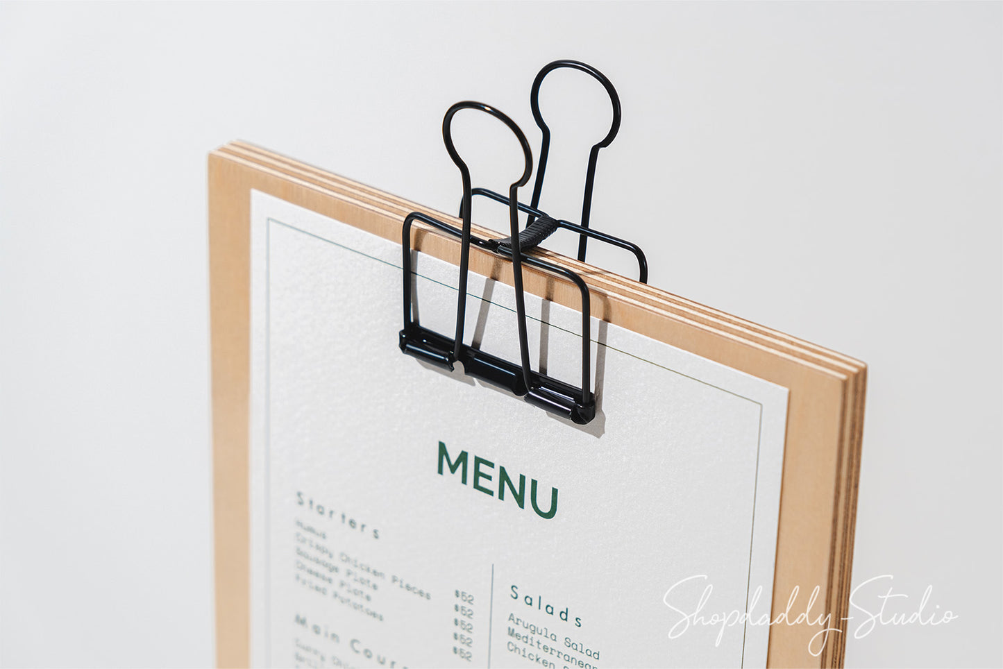 Wood Table Top Display Stand With Black Binder for restaurant