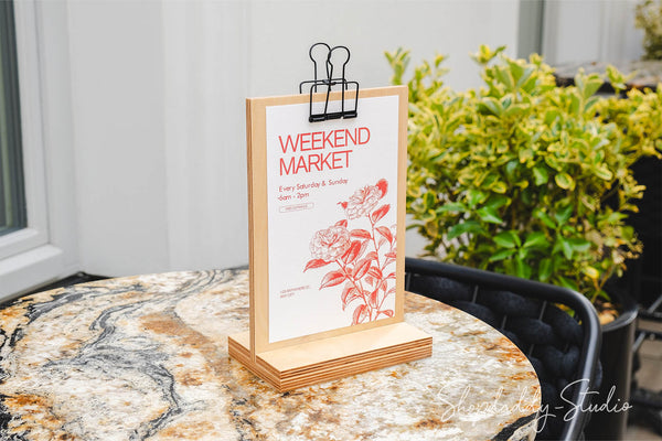 Wood Table Top Stand With Black Binder for restaurant