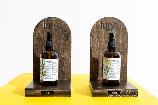Wooden Product Display Table Stand for Business with logo