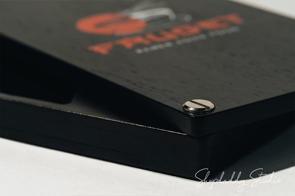 black Check Holder Box with metal Rotating Lid
