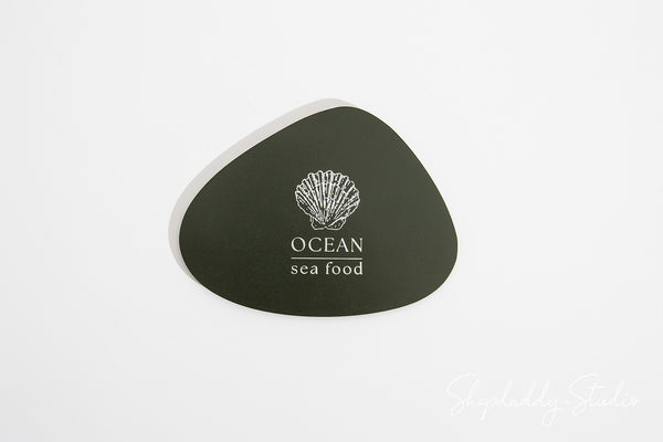 Custom Green Leather Pebble Coasters Set (5 pcs)