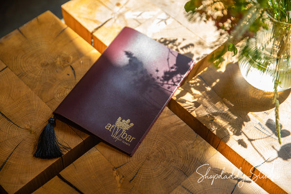 exclusive Purple Thick Leather Menu Cover with Tassel\
