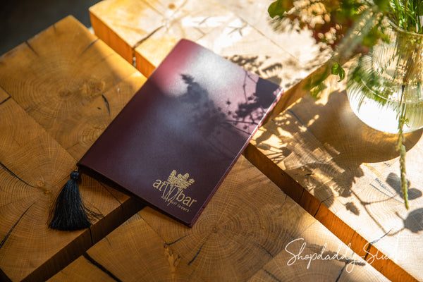 Bar Purple Thick Leather Menu Cover with Tassel