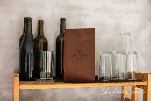 Rusty Double Leather Menu Cover with Elastic Band for bar
