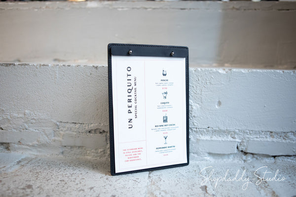 leather Menu cover with caburn plank with logo