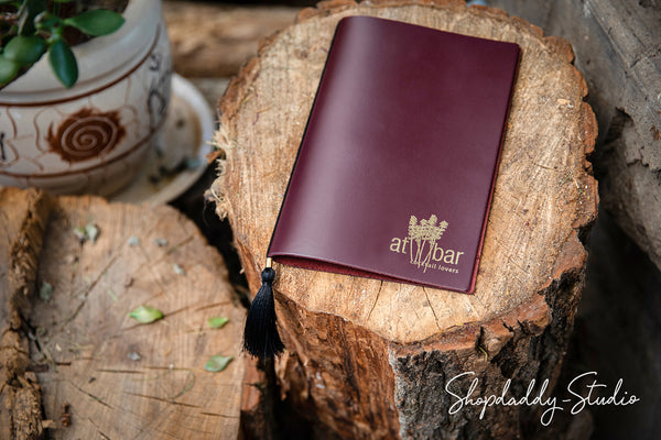 Purple Thick Leather Menu Book with Tassel