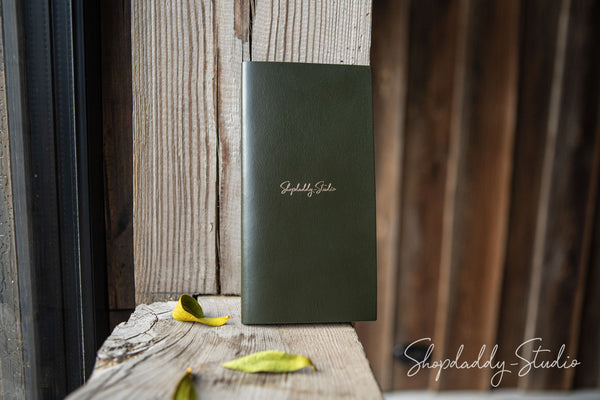 Green Italian Leather Bill Holder with your logo