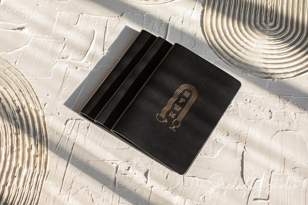 Black Thick Leather Menu Cover with Plank for bar