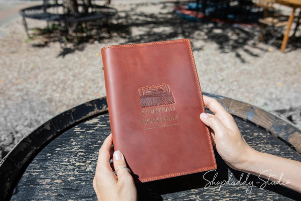 Restaurant Brown Leather Menu Folderwith Plastic Sleeves