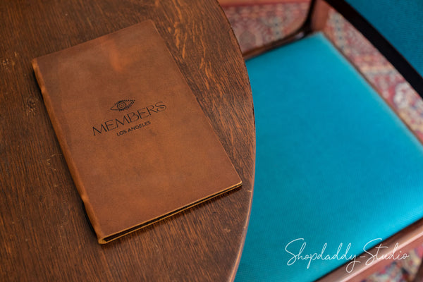 Rusty Double Leather Menu Cover with Elastic Band for drinks menu
