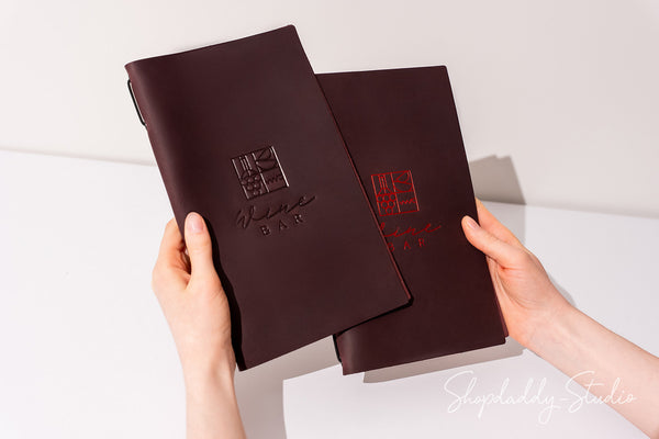 Purple Leather Menu Cover with Elastic Band