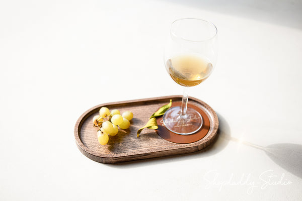 Walnut Wooden Tray with Leather Coaster