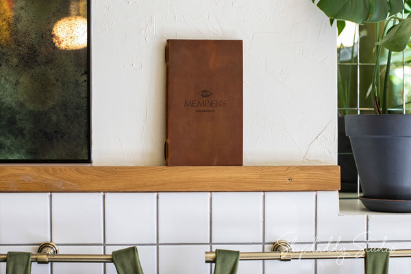 Rusty Double Leather Menu Book with Elastic Band