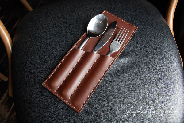 Brown Leather Cutlery Pouch