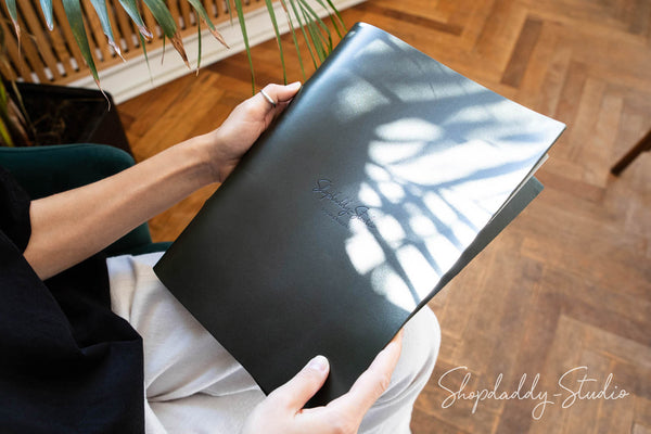 menu cover, menu holder, green menu cover, leather binder menu, cocktail menu, menu case, 85x55, a4, a5, 85x11, wine list menu, drink menu, whiskey bar menu, design menu covers, hard menu cover, restaurant menu, Shop-Daddy Studio