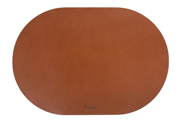 Brown Leather Oval Table Dining Placemat for restaurant