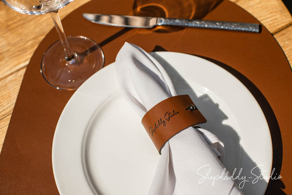 restaurant Brown Leather Napkin Ring, set of 20