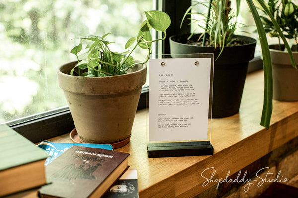Wooden/Acrylic Table Top Menu Stand for restaurant