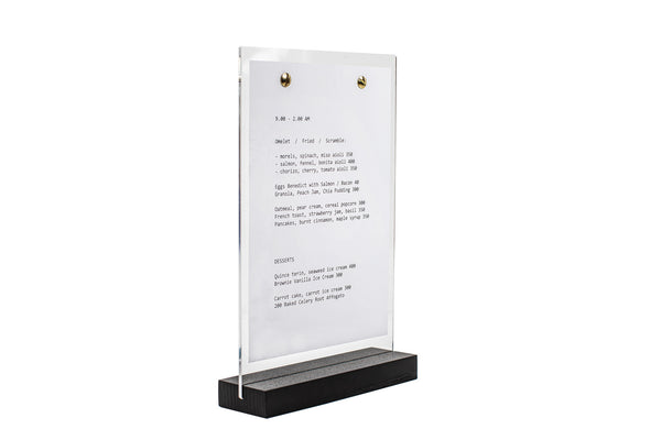 Wood/Acrylic Table Top Menu Stand