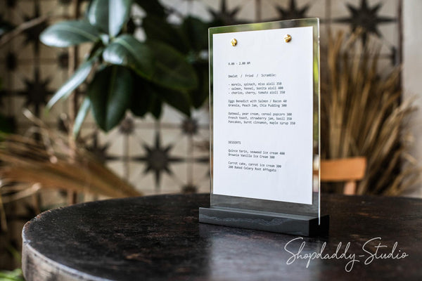 Wooden/Acrylic Table Menu Stand for bar