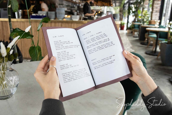 Restaurant Purple Leather Menu Cover with Elastic Band