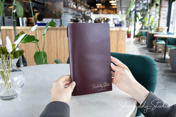Purple Thick Leather Menu Cover with Elastic Band