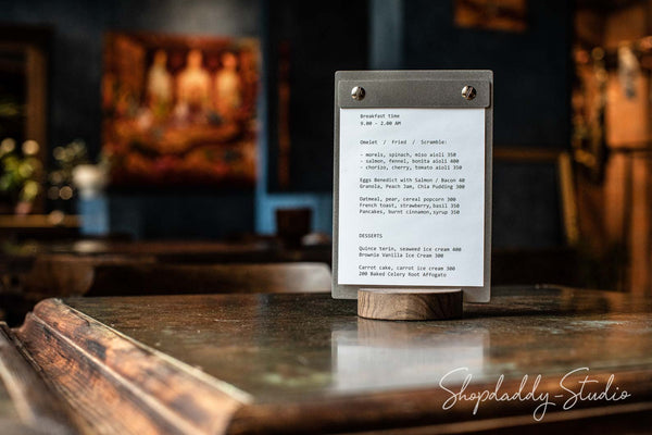 Wooden / Stainless Steel Table Menu Holder