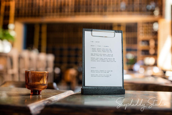 Angled Wooden Table Stand with Clip for restaurant