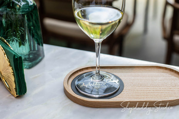 Wooden Tray with Leather Coaster for restaurant