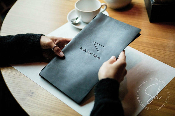 Leather Menu Cover with Elastic Band