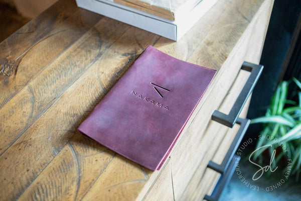 Purple Leather Menu Cover with Elastic Band
