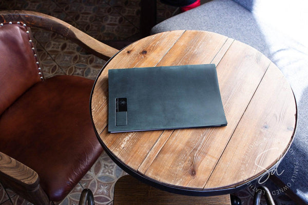 Green Leather Menu Cover with Steel Rings