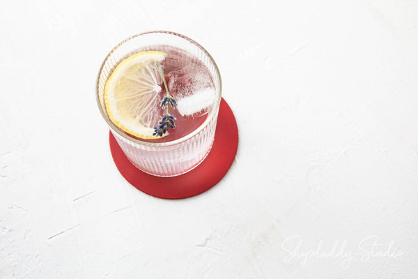 Red Set of Thick Leather Coasters for restaurant