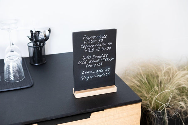chalk board menu with stand shopdaddy studio