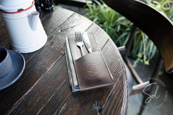 Dark Brown Leather Cutlery Holder