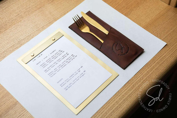 restaurant Brown Leather Cutlery Holder
