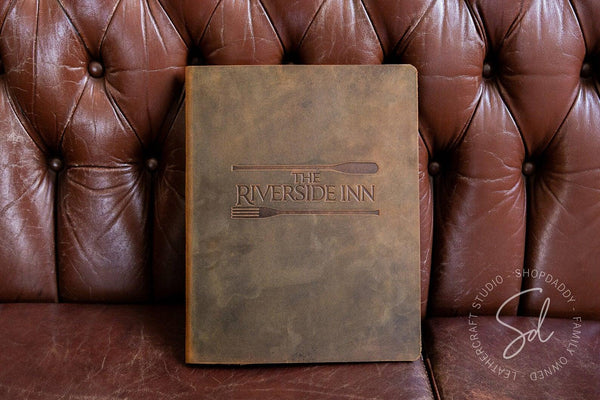 Rusty Leather Menu Cover with Cork personalized