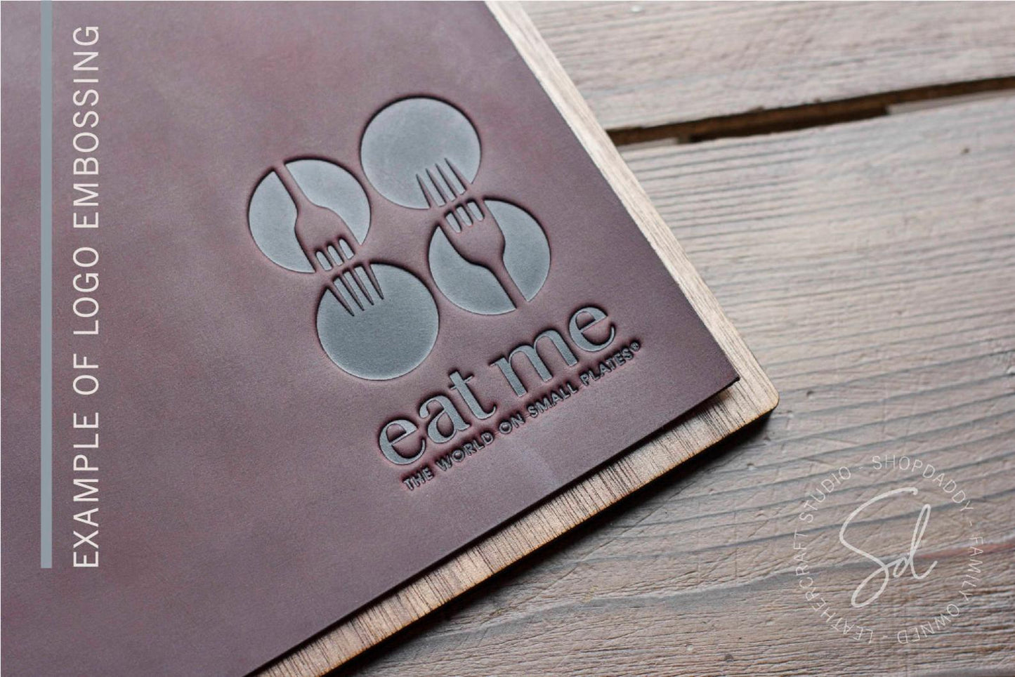 Minimalist Menu Holder with Leather Cover & Rope