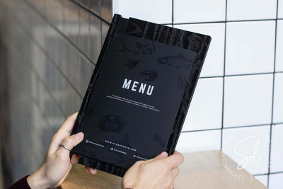 restaurant wooden menu board with pattern engraving shopdaddy studio