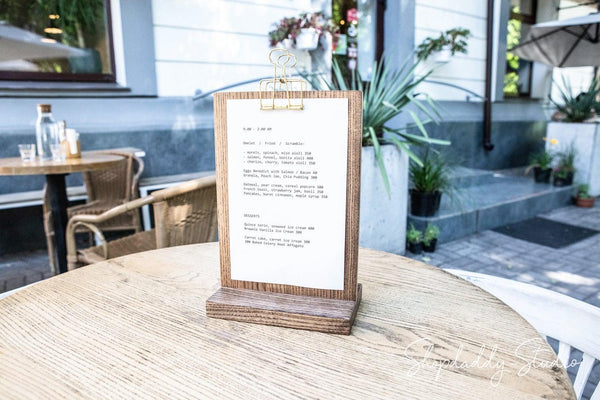Straight Wooden Table Stand with Golden Binder