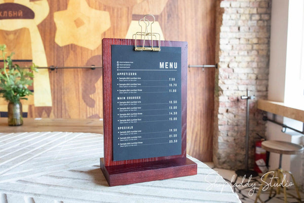 Modern Mahogany Straight Wooden Table Stand with Golden Binder