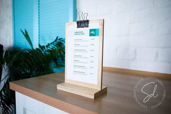 contactless Straight Wooden Table Stand with Binder