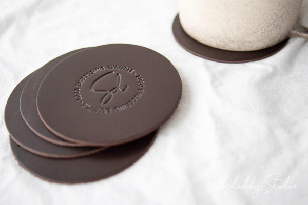 Set of Dark Brown Leather Coasters (5 pcs)