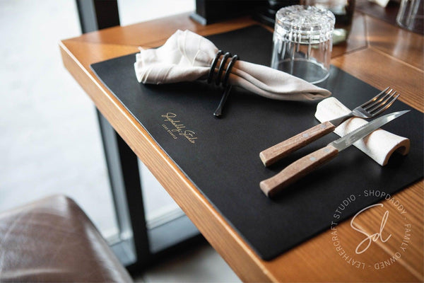 Thick Leather Table Dining Placemat with logo