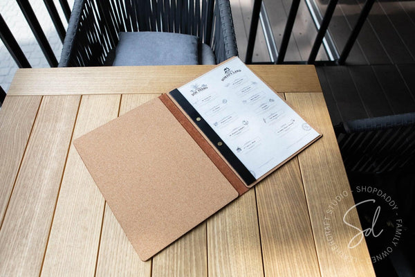 thick menu leather holder for restaurant A4 shopdaddy studio