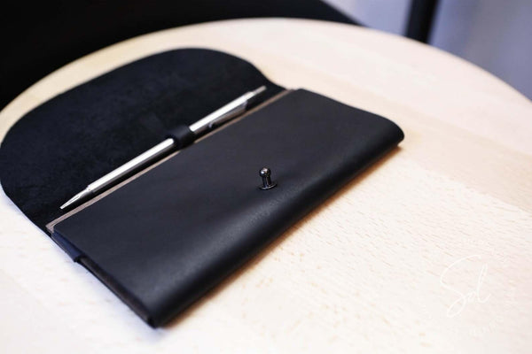 Black Check Holder with Button Stud