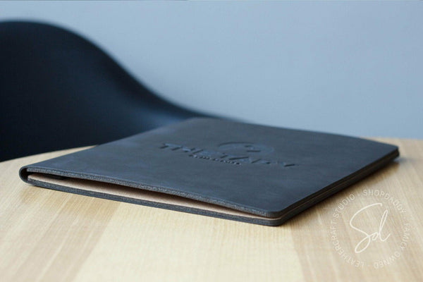 cafe Chocolate Leather Menu Book with Cork