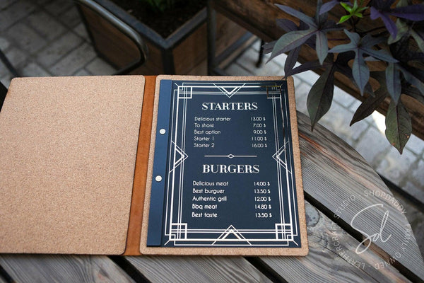 Rusty Leather Menu Book with Cork
