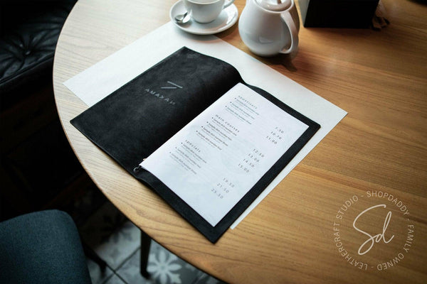 restaurant Leather Menu Cover with Elastic Band